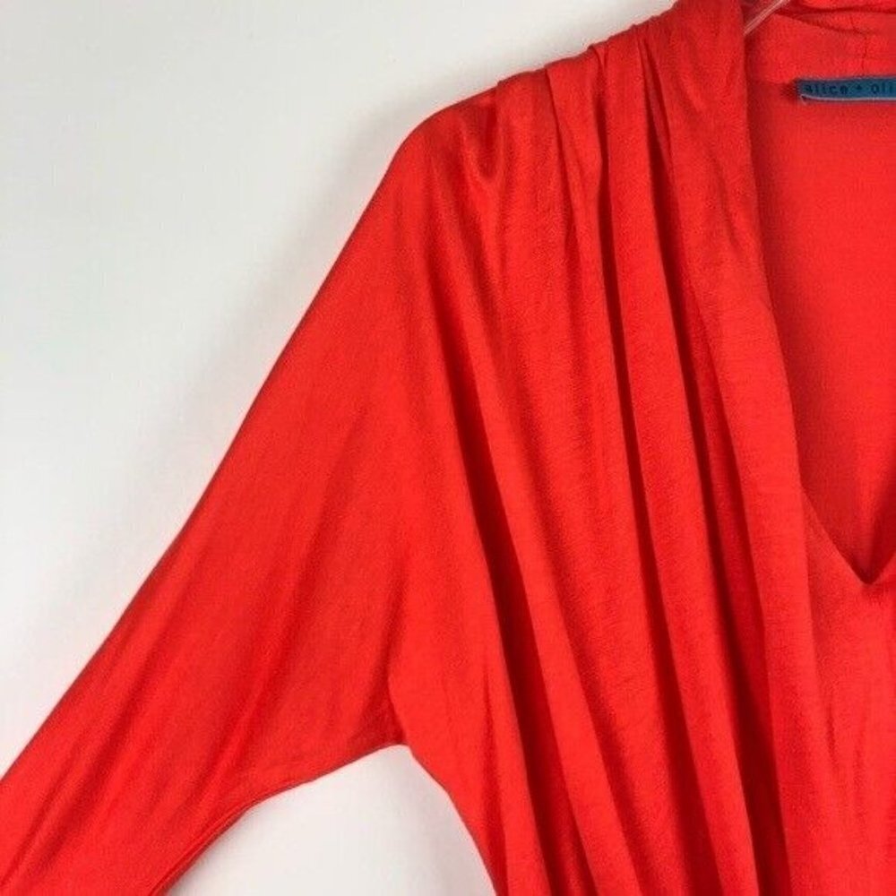 Alice + Olivia Janie Draped Cowl-Neck Top Rust Coral 3/4 Sleeve Jersey XS - Picture 5 of 5